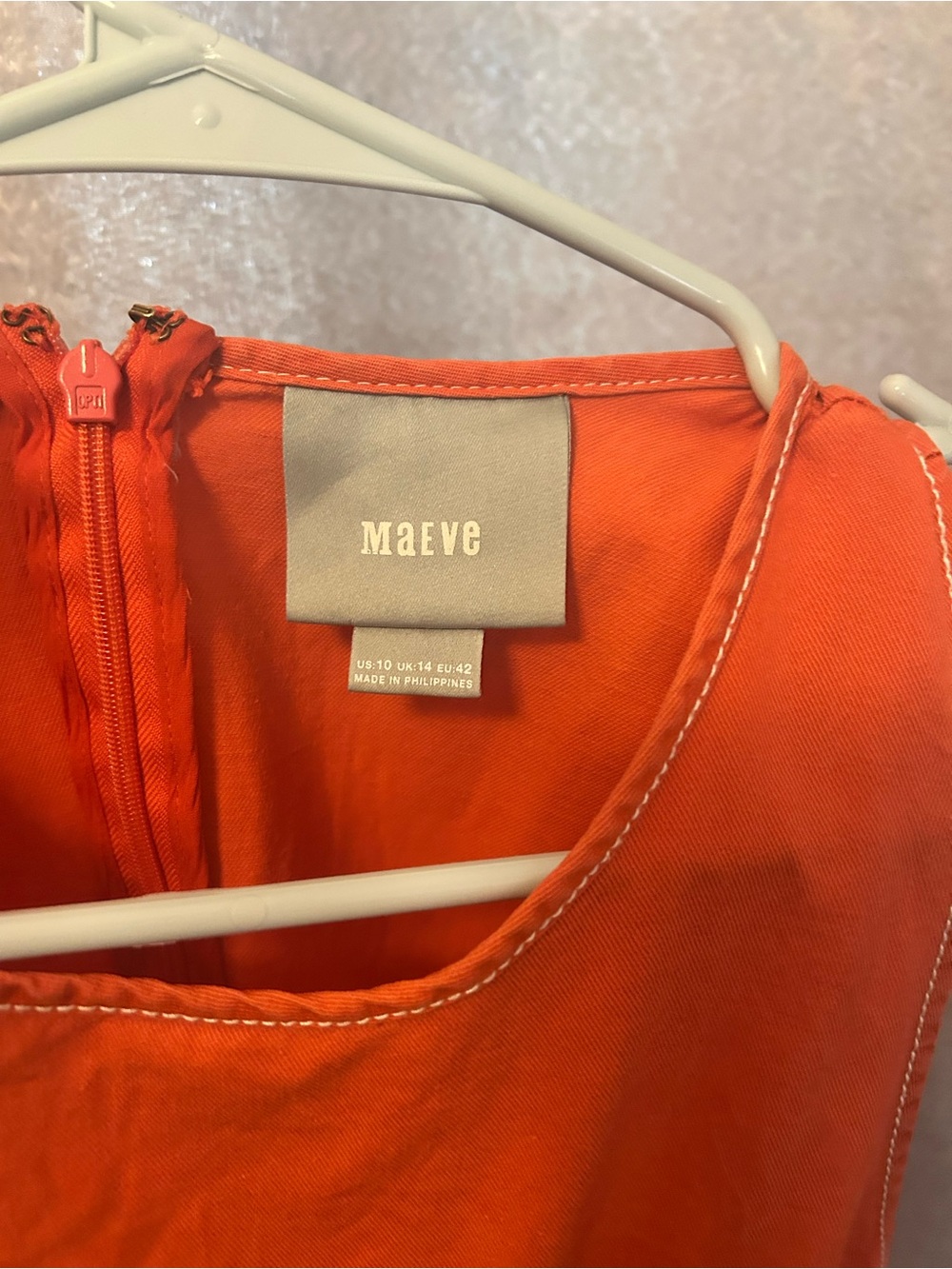 Anthropologie Asymmetrical Dress Maeve Size 10 Red Orange Lightweight Cotton - Picture 4 of 6
